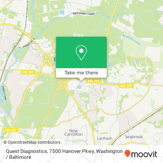 Mapa de Quest Diagnostics, 7500 Hanover Pkwy