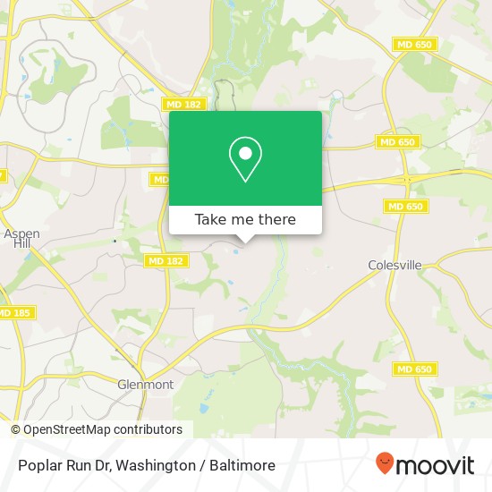 Mapa de Poplar Run Dr, Silver Spring, MD 20906