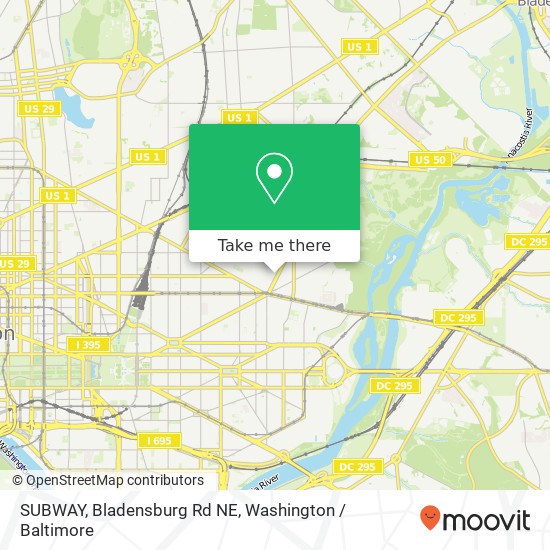 Mapa de SUBWAY, Bladensburg Rd NE