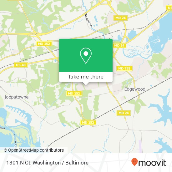 Mapa de 1301 N Ct, Edgewood, MD 21040