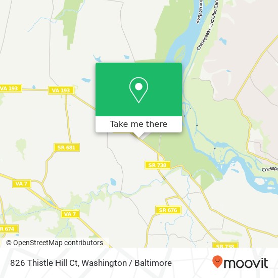 Mapa de 826 Thistle Hill Ct, Great Falls, VA 22066