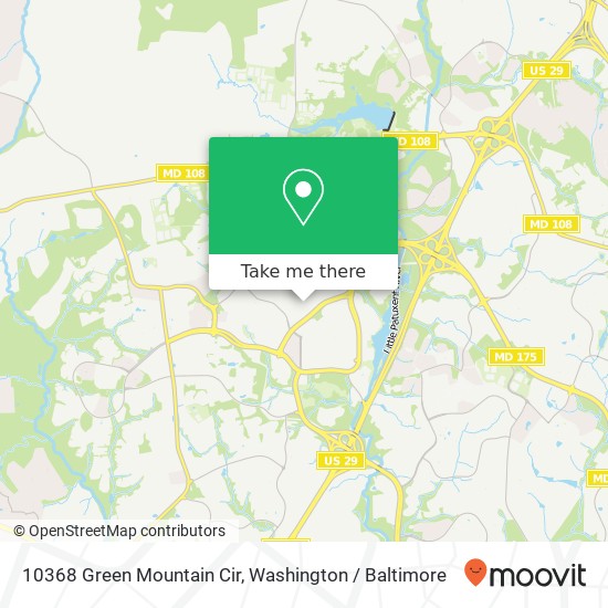 Mapa de 10368 Green Mountain Cir, Columbia, MD 21044