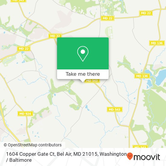 Mapa de 1604 Copper Gate Ct, Bel Air, MD 21015