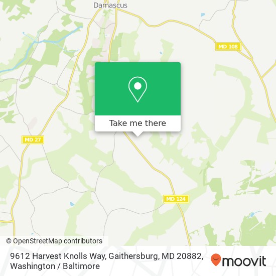Mapa de 9612 Harvest Knolls Way, Gaithersburg, MD 20882