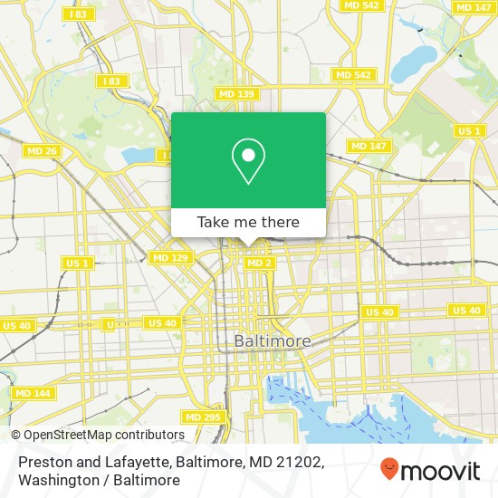 Preston and Lafayette, Baltimore, MD 21202 map