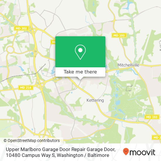 Mapa de Upper Marlboro Garage Door Repair Garage Door, 10480 Campus Way S