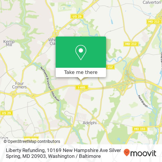 Mapa de Liberty Refunding, 10169 New Hampshire Ave Silver Spring, MD 20903