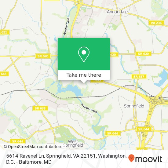 Mapa de 5614 Ravenel Ln, Springfield, VA 22151