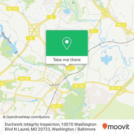 Mapa de Ductwork Integrity Inspection, 10070 Washington Blvd N Laurel, MD 20723