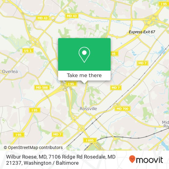 Mapa de Wilbur Roese, MD, 7106 Ridge Rd Rosedale, MD 21237