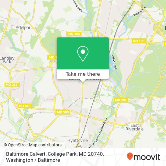 Mapa de Baltimore Calvert, College Park, MD 20740