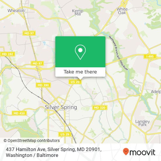 Mapa de 437 Hamilton Ave, Silver Spring, MD 20901