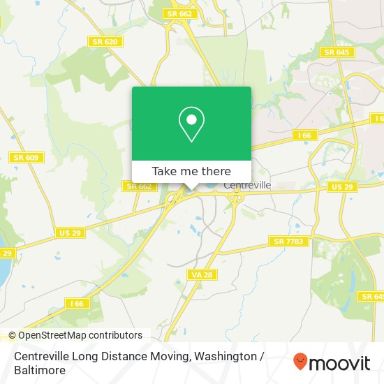 Centreville Long Distance Moving map