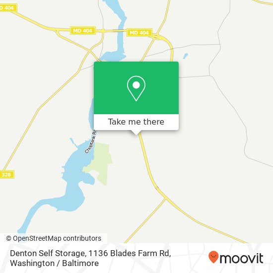 Mapa de Denton Self Storage, 1136 Blades Farm Rd