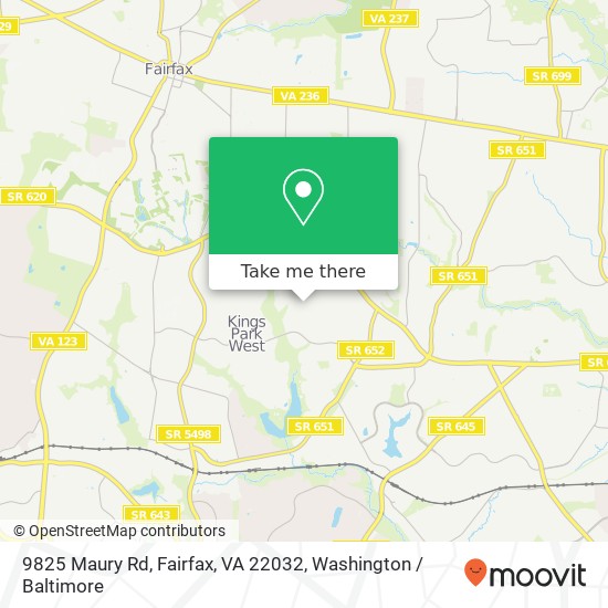 Mapa de 9825 Maury Rd, Fairfax, VA 22032