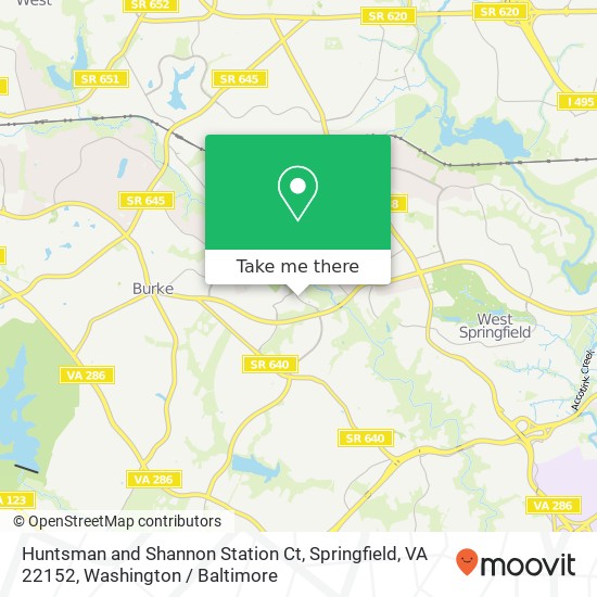 Mapa de Huntsman and Shannon Station Ct, Springfield, VA 22152