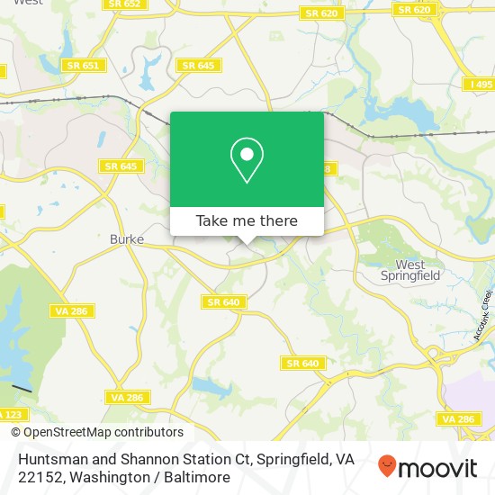 Huntsman and Shannon Station Ct, Springfield, VA 22152 map