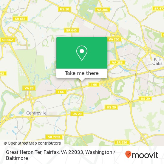 Mapa de Great Heron Ter, Fairfax, VA 22033