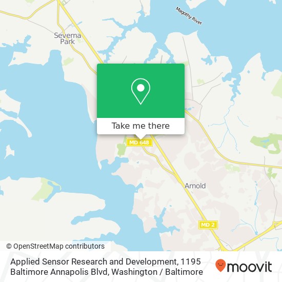 Mapa de Applied Sensor Research and Development, 1195 Baltimore Annapolis Blvd