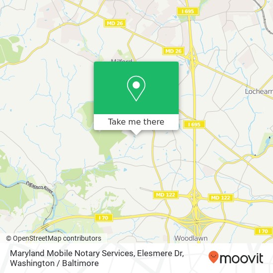 Mapa de Maryland Mobile Notary Services, Elesmere Dr