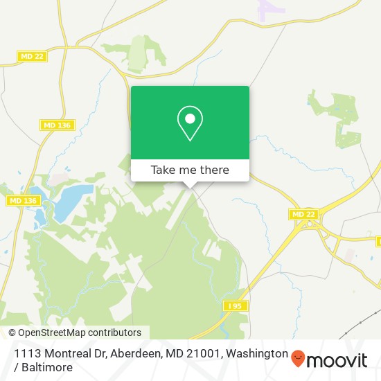 Mapa de 1113 Montreal Dr, Aberdeen, MD 21001