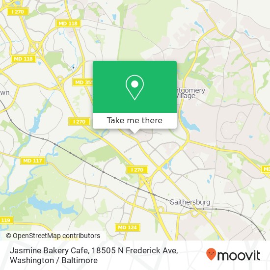 Mapa de Jasmine Bakery Cafe, 18505 N Frederick Ave