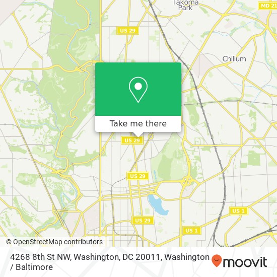 Mapa de 4268 8th St NW, Washington, DC 20011