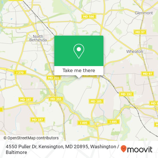 Mapa de 4550 Puller Dr, Kensington, MD 20895