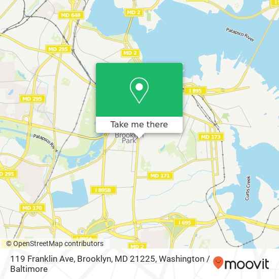 Mapa de 119 Franklin Ave, Brooklyn, MD 21225