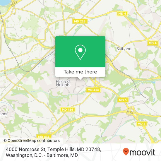 Mapa de 4000 Norcross St, Temple Hills, MD 20748