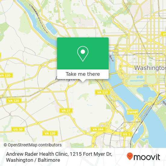 Mapa de Andrew Rader Health Clinic, 1215 Fort Myer Dr