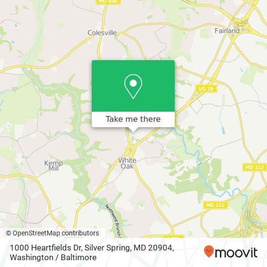 Mapa de 1000 Heartfields Dr, Silver Spring, MD 20904