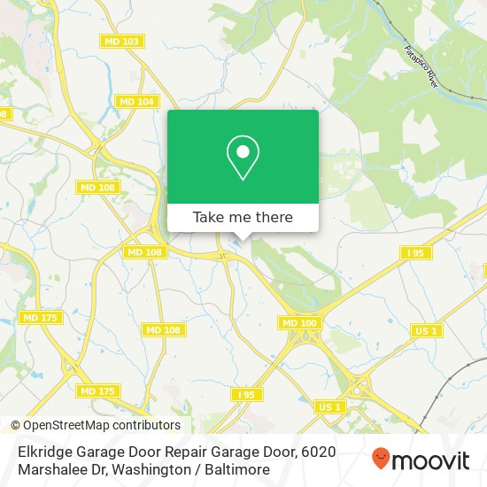 Elkridge Garage Door Repair Garage Door, 6020 Marshalee Dr map