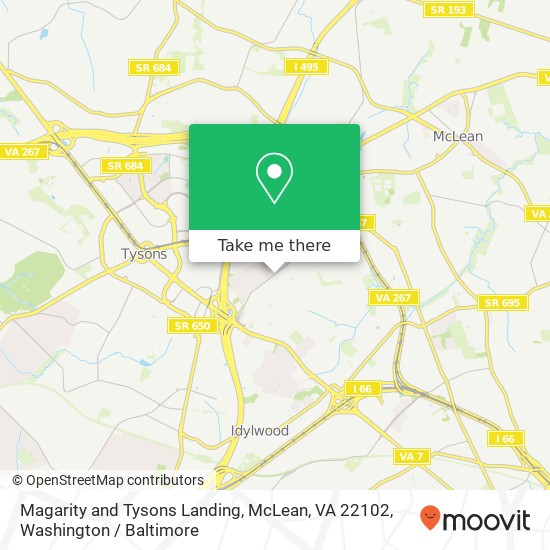 Magarity and Tysons Landing, McLean, VA 22102 map