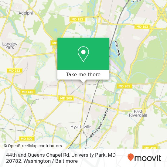 Mapa de 44th and Queens Chapel Rd, University Park, MD 20782