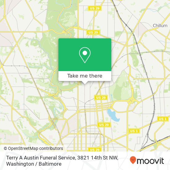 Mapa de Terry A Austin Funeral Service, 3821 14th St NW