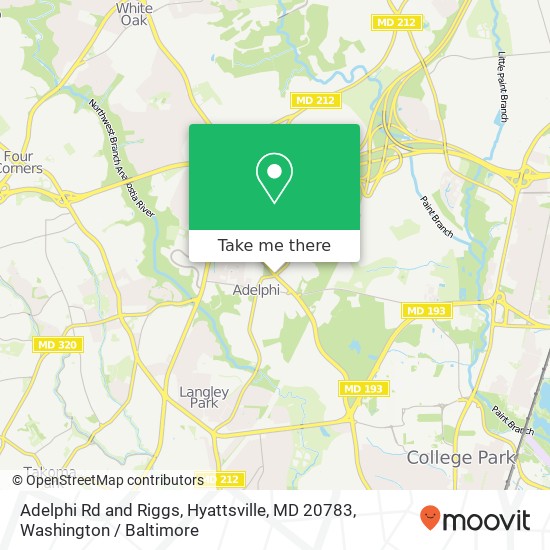 Adelphi Rd and Riggs, Hyattsville, MD 20783 map