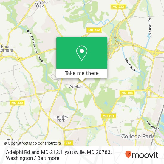 Adelphi Rd and MD-212, Hyattsville, MD 20783 map