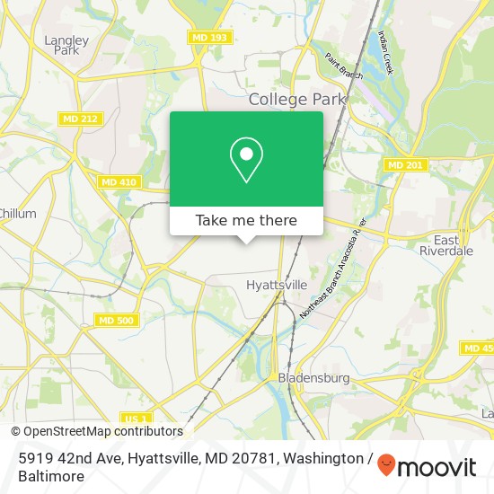 Mapa de 5919 42nd Ave, Hyattsville, MD 20781