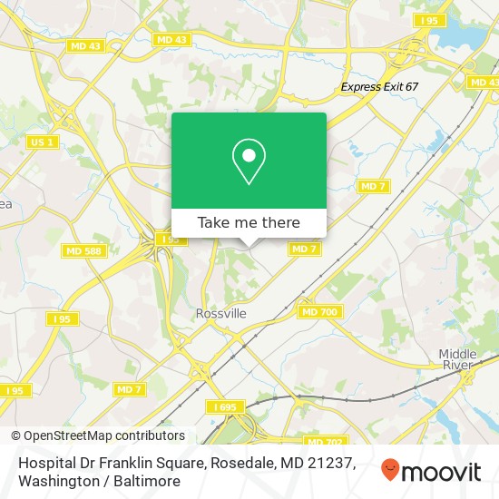 Mapa de Hospital Dr Franklin Square, Rosedale, MD 21237
