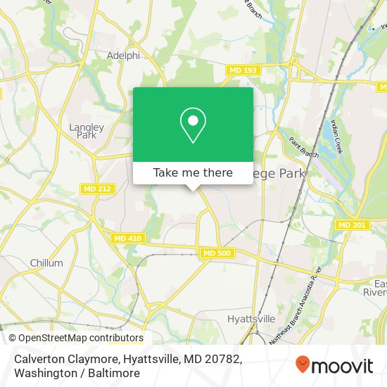 Mapa de Calverton Claymore, Hyattsville, MD 20782