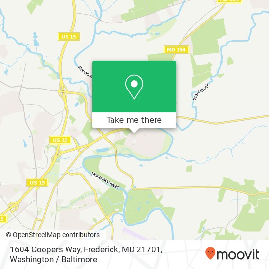 Mapa de 1604 Coopers Way, Frederick, MD 21701