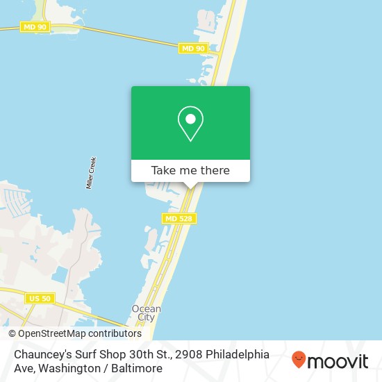 Mapa de Chauncey's Surf Shop 30th St., 2908 Philadelphia Ave