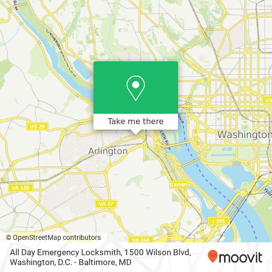 Mapa de All Day Emergency Locksmith, 1500 Wilson Blvd