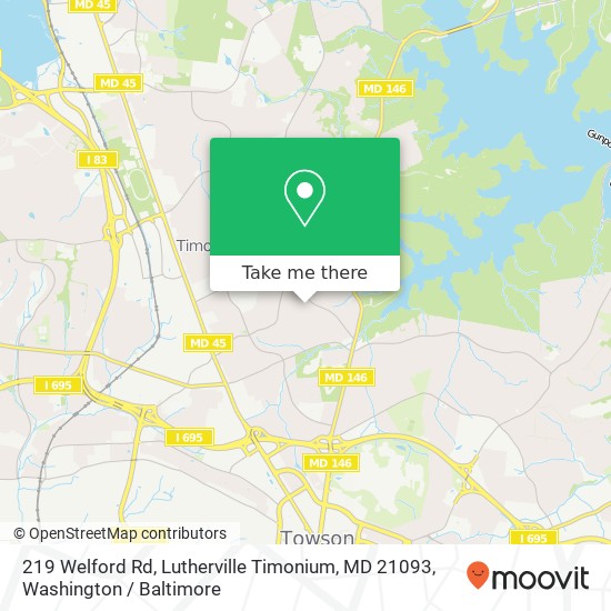 Mapa de 219 Welford Rd, Lutherville Timonium, MD 21093