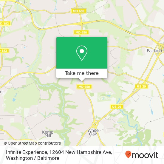 Mapa de Infinite Experience, 12604 New Hampshire Ave
