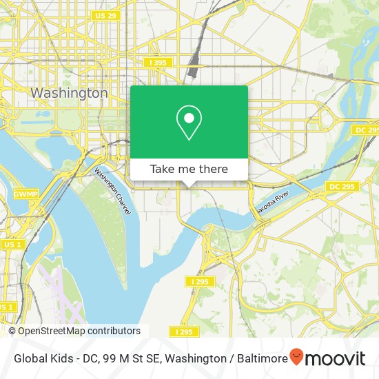 Mapa de Global Kids - DC, 99 M St SE