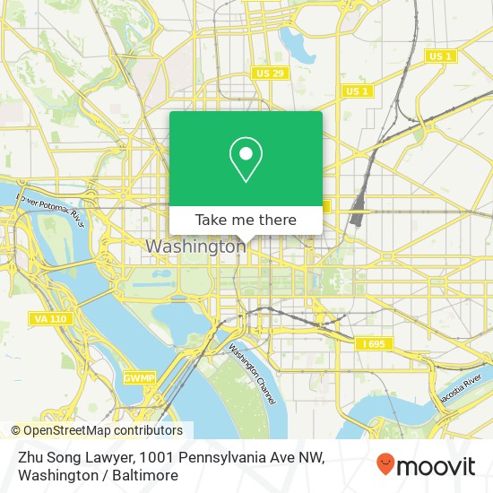 Mapa de Zhu Song Lawyer, 1001 Pennsylvania Ave NW