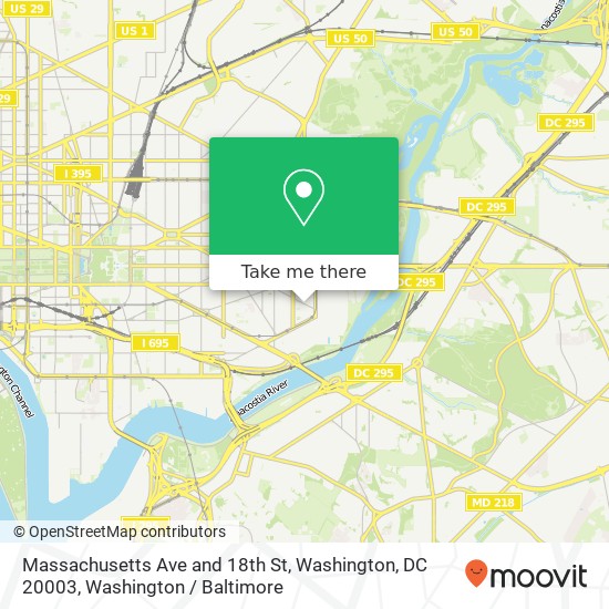 Massachusetts Ave and 18th St, Washington, DC 20003 map