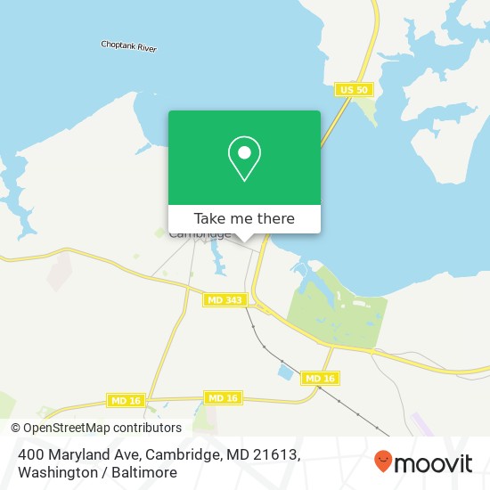 Mapa de 400 Maryland Ave, Cambridge, MD 21613